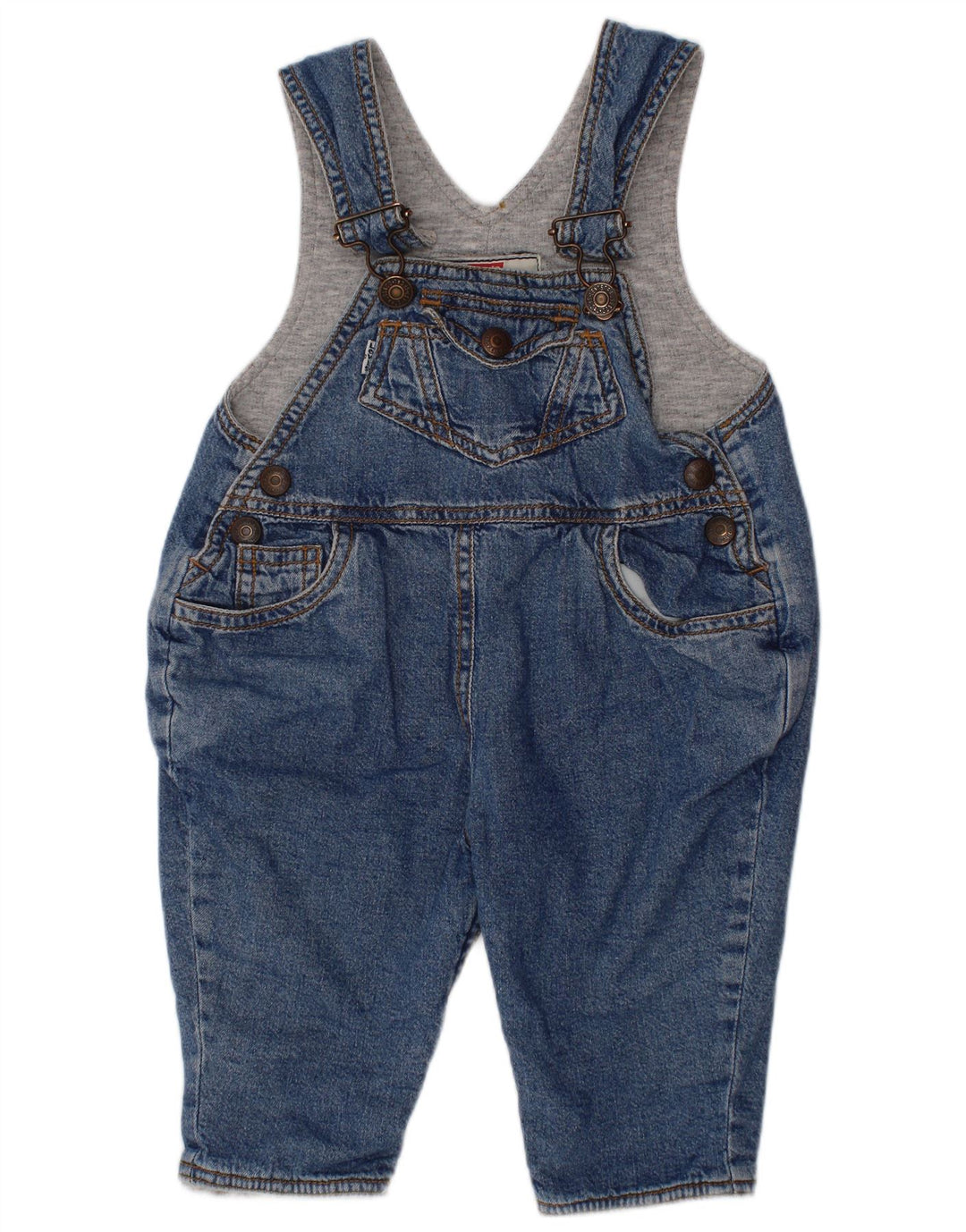 LEVI'S Baby-Jungen-Latzhose, gerade Jeans, 3–6 Monate, W24, L8, Blau