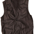 VINTAGE Mens Leather Waistcoat IT 54 XL Black Leather