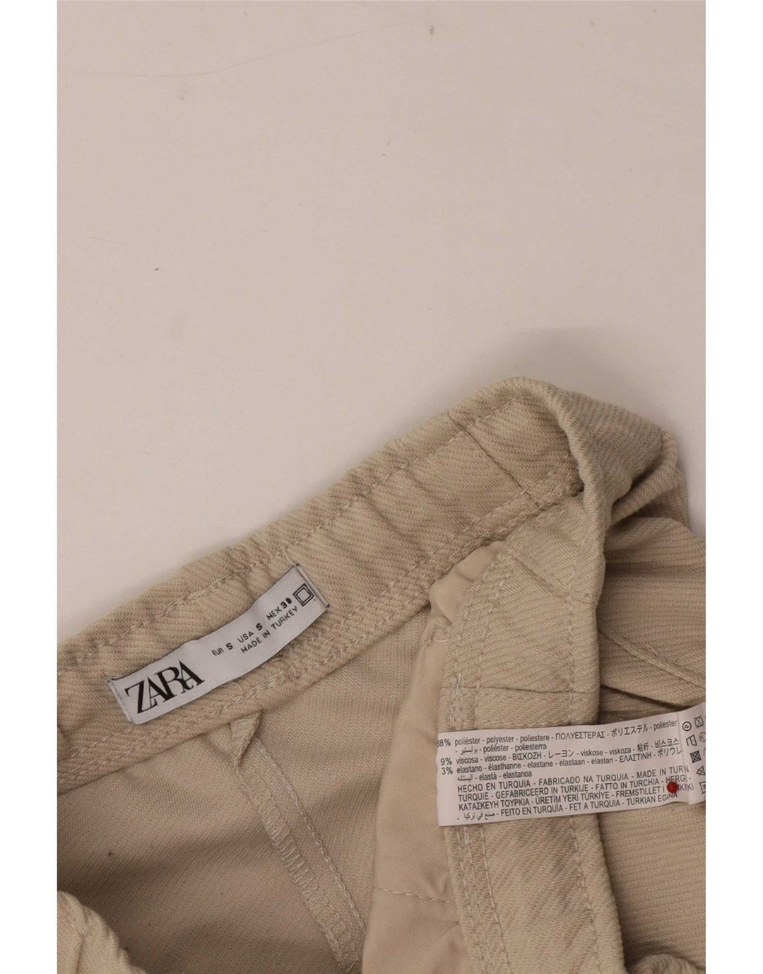 Zara Herren-Freizeitshorts, Größe S, W27, Beige, Polyester