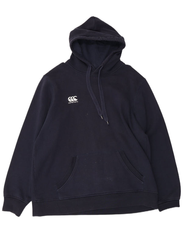 CANTERBURY Mens Hoodie Jumper 2XL Navy Blue Cotton