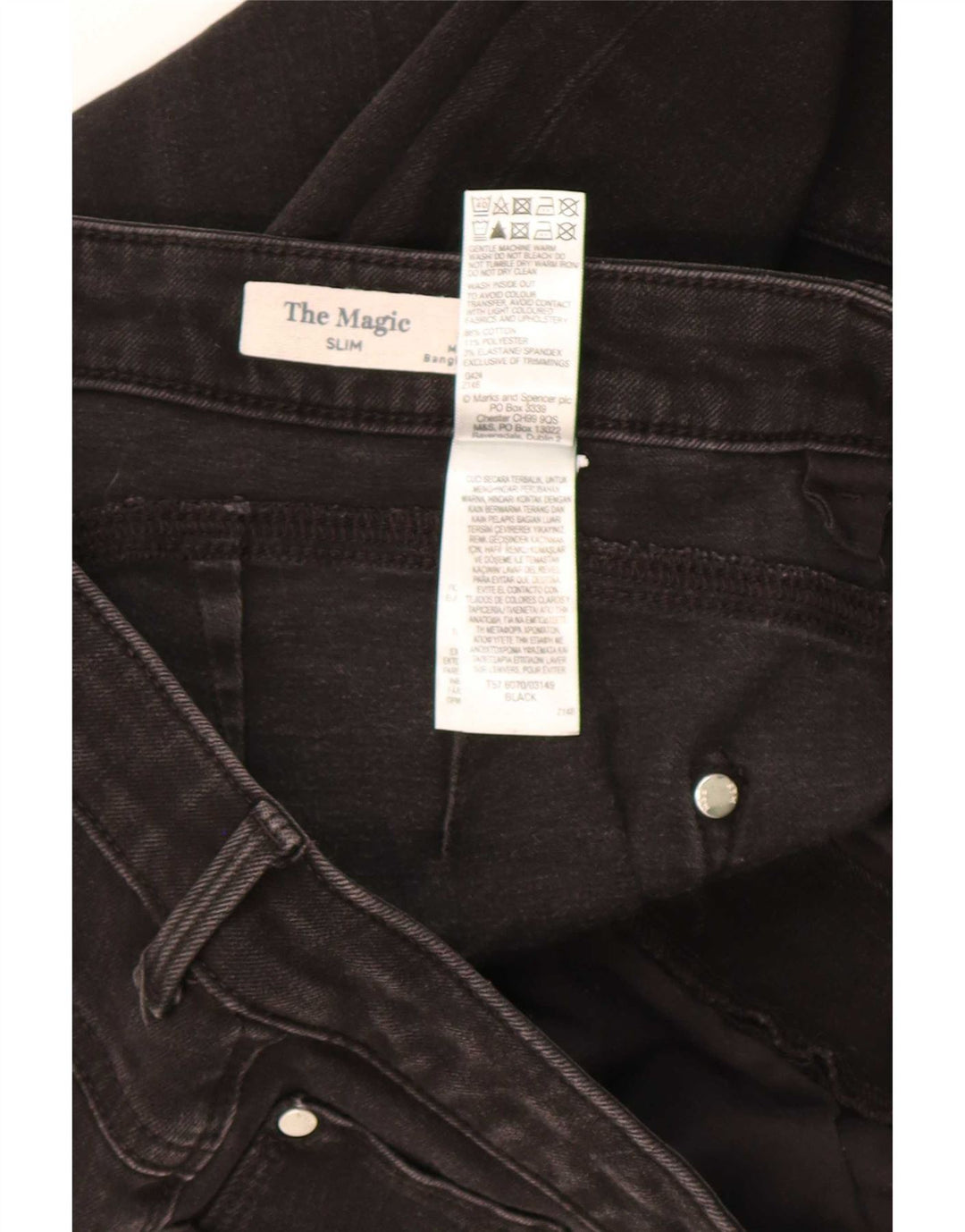 Marks & Spencer Damen The Magic Slim Jeans UK 16 Large W30 L27 Schwarz