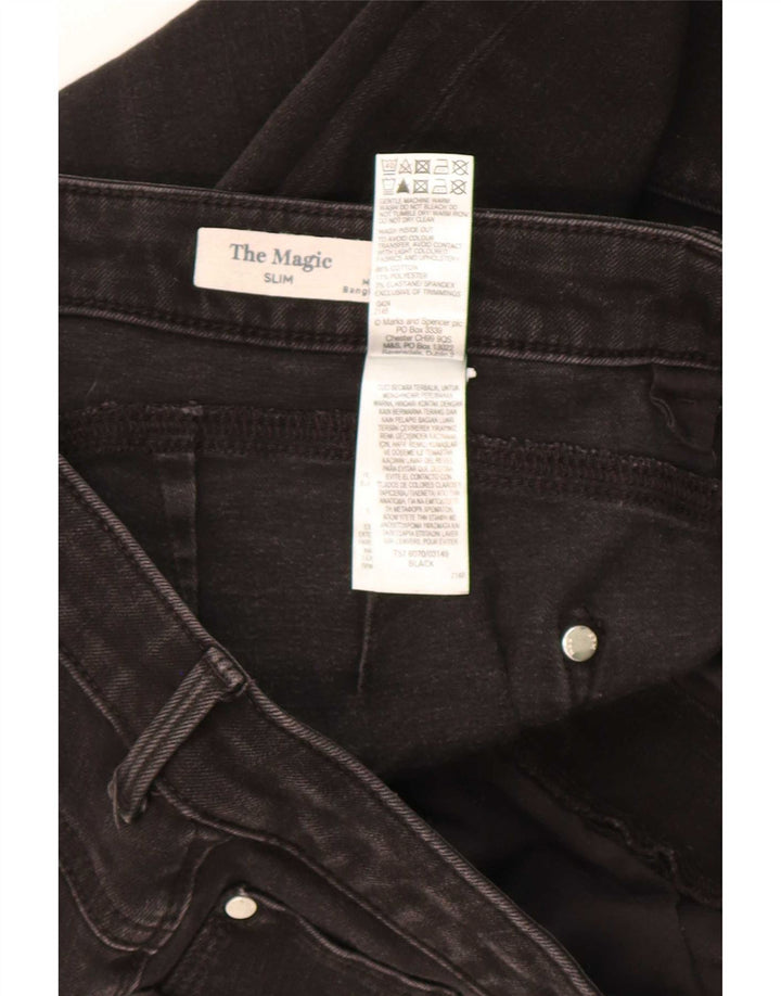 Marks & Spencer Damen The Magic Slim Jeans UK 16 Large W30 L27 Schwarz