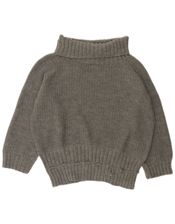 VINTAGE Damen Übergroßer Rollkragenpullover Pullover UK 22 3XL Grau