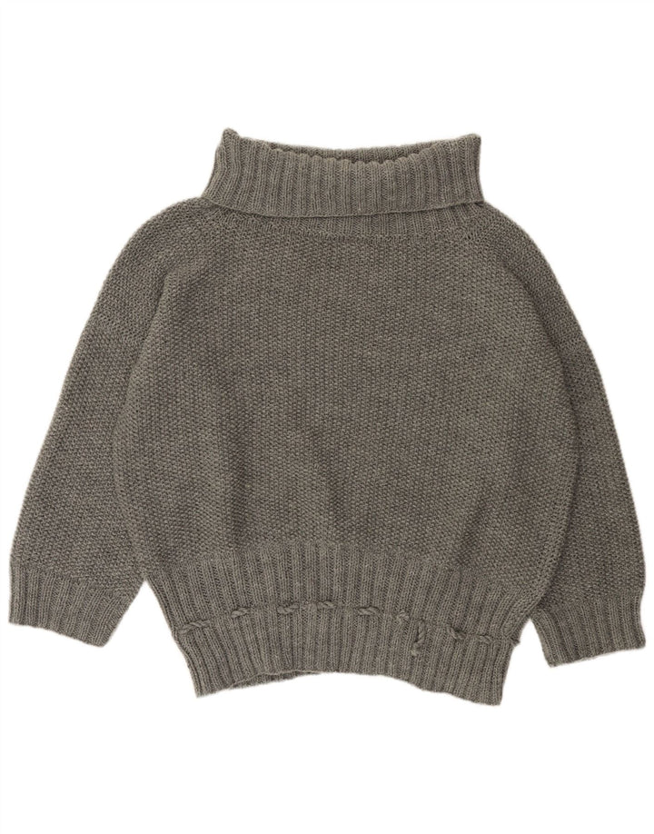 VINTAGE Damen Übergroßer Rollkragenpullover Pullover UK 22 3XL Grau