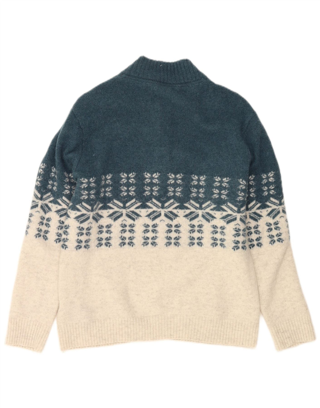 CREW CLOTHING Herren-Pullover mit Knopfkragen, Größe L, Blau, Fair Isle
