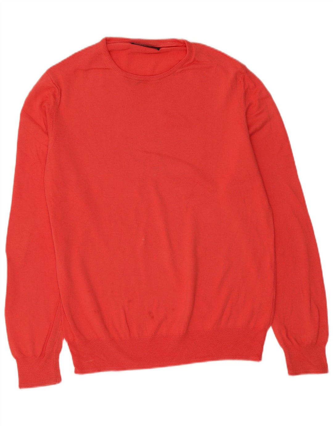 Zara Herren-Pullover mit Rundhalsausschnitt, mittelrote Baumwolle