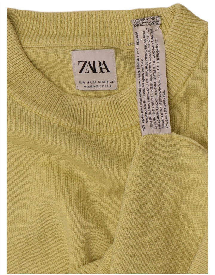 Zara Herren-Pullover mit Rundhalsausschnitt, mittelgelbe Baumwolle