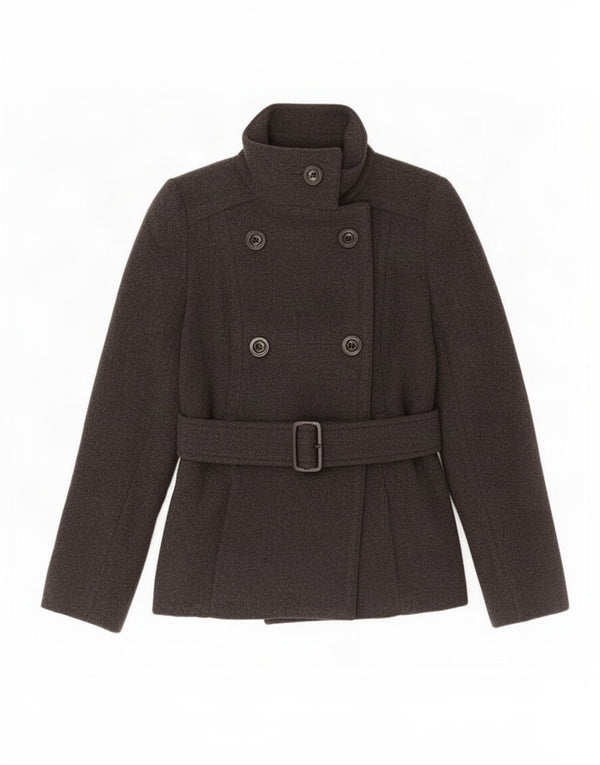 Zara Damen Pea Coat UK 6 XS Graue Wolle