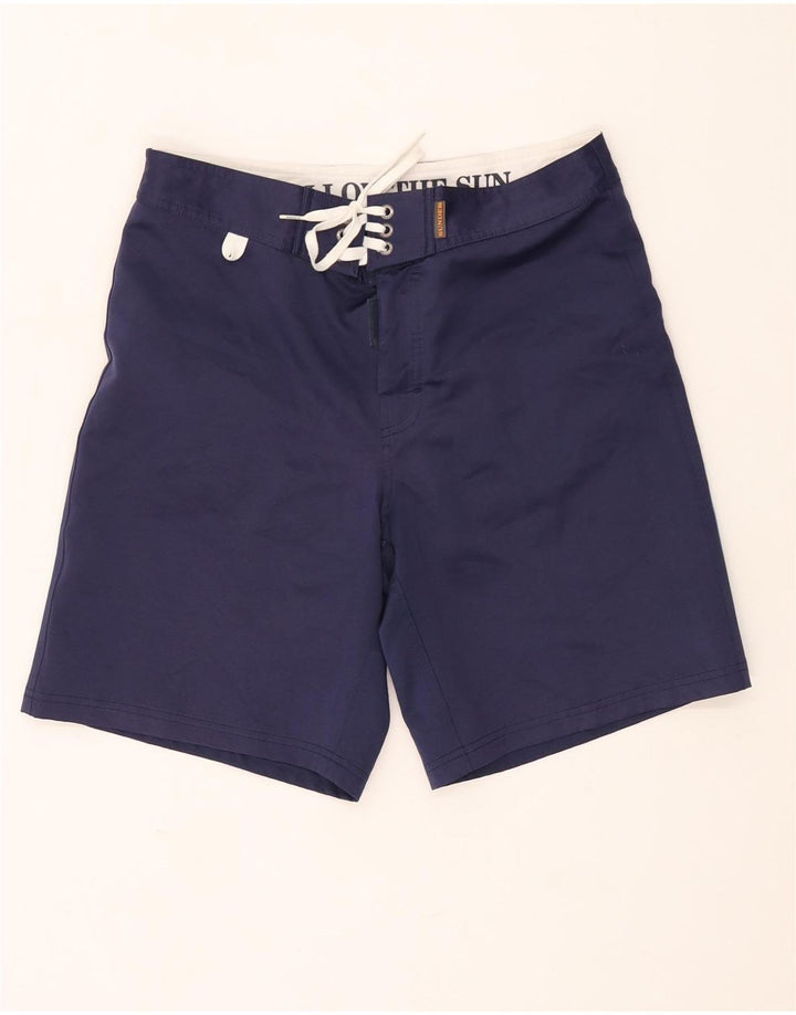 Sundek Herren-Badeshorts mit normaler Passform und Grafik, Größe M, W30, L8, Blau