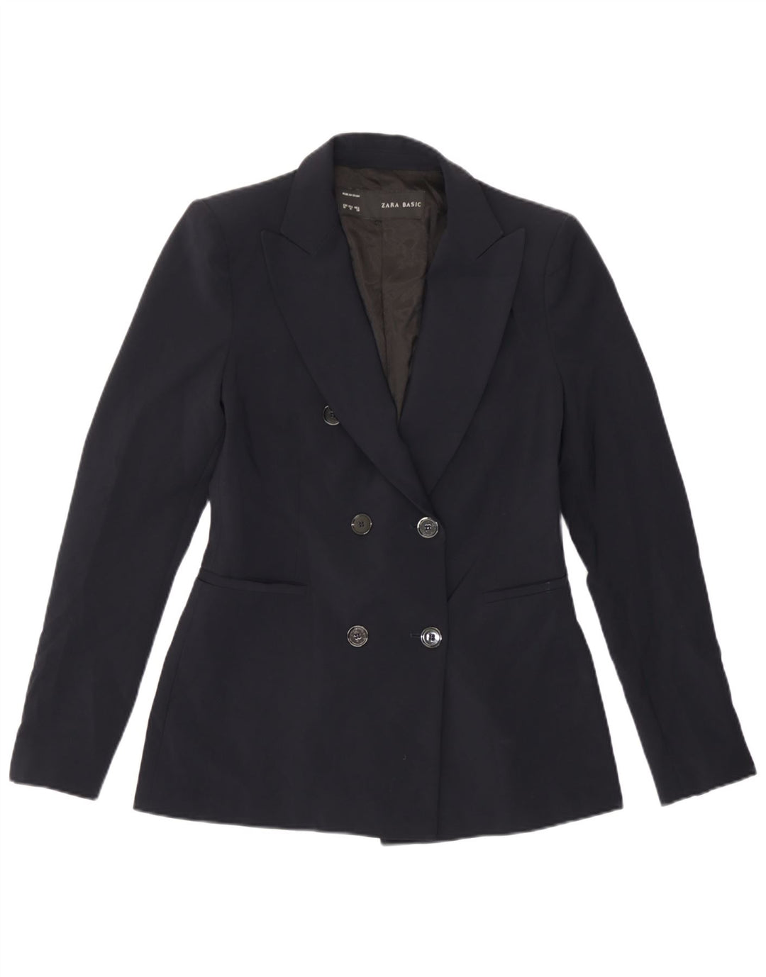 Zweireihiger Blazer für Damen von Zara, Größe UK 12, mittelmarineblau, Polyester