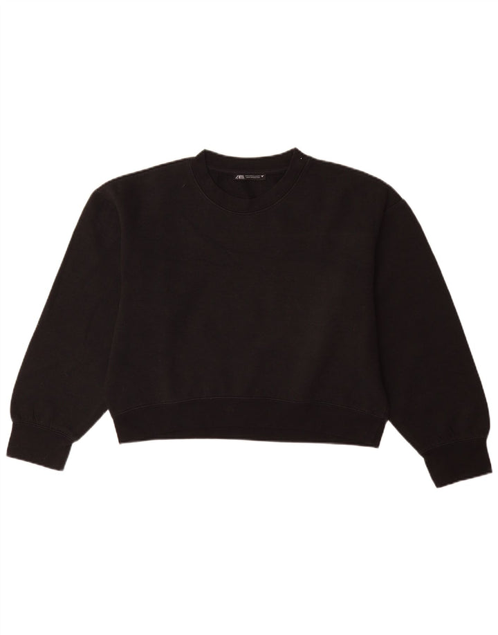 ZARA Womens Crop Sweatshirt Jumper UK 14 Medium Black