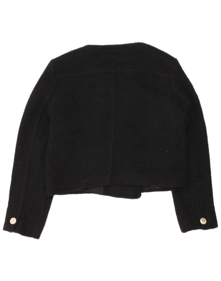 Reiss Damen Zweireihige Bolero-Jacke UK 12 Medium Schwarz Acryl