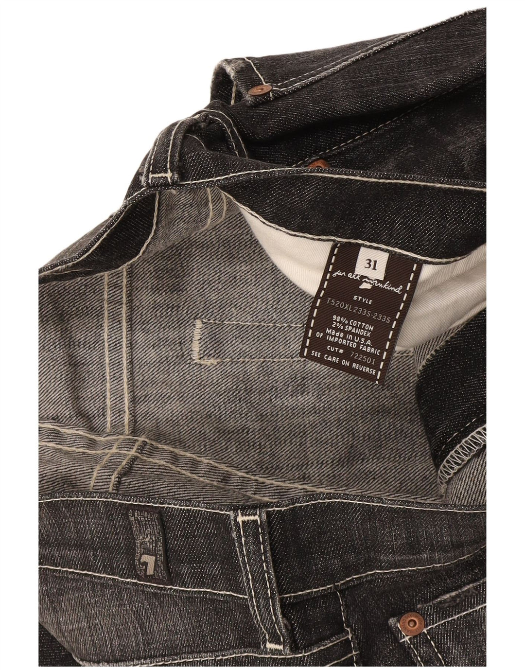 7 For All Mankind Damen Bootcut-Jeans W31 L36 Graue Baumwolle