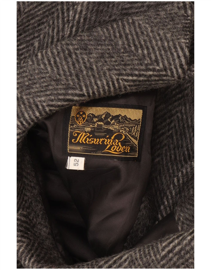 Vintage Herren Mantel IT 52 XL Grau Fischgrät