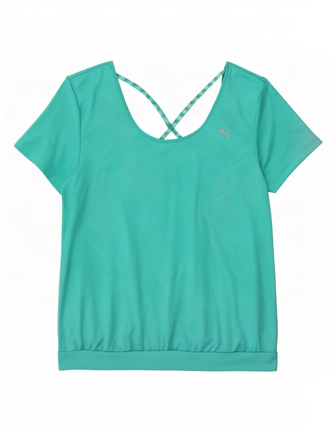 Puma Damen T-Shirt Top UK 16 Large Türkis Geometrisch Polyester