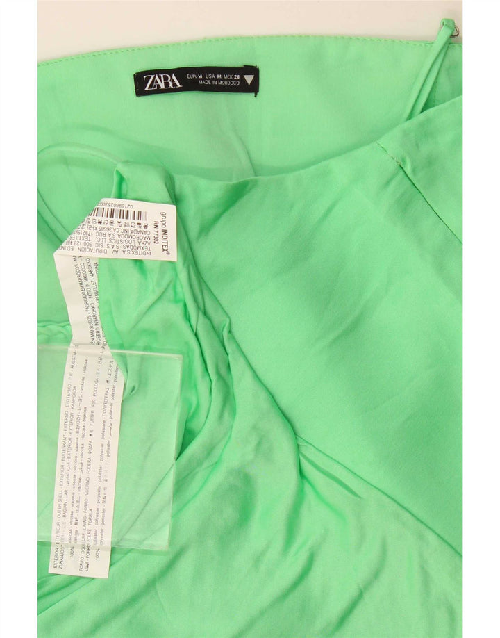 Zara Damen Crop Cami Top UK 12 Mittelgrüne Viskose