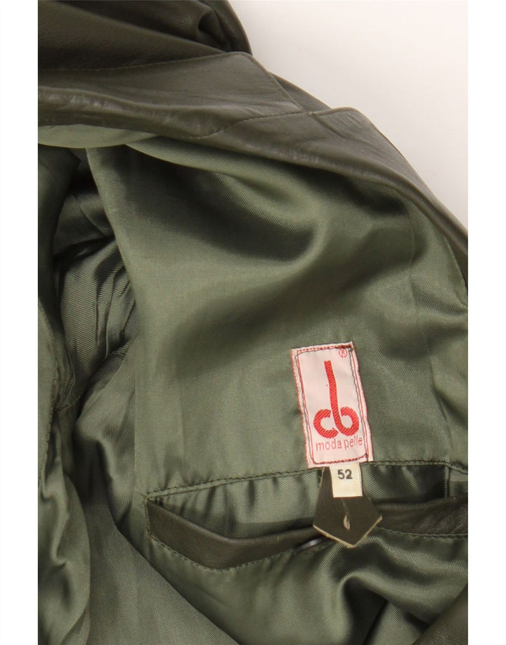 Vintage Herren 2 Knopf Leder Blazer Jacke IT 52 XL Grünes Leder