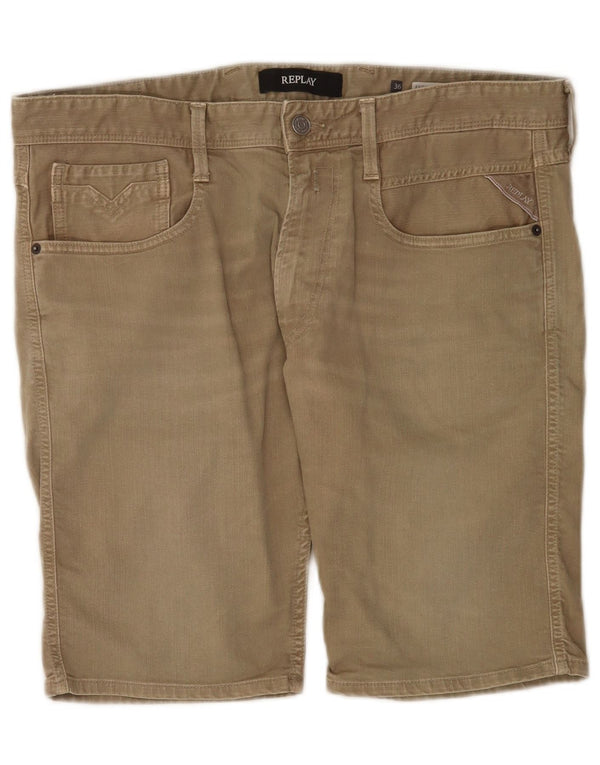 Replay Herren Anbass Denim Shorts W36 Large Beige Baumwolle