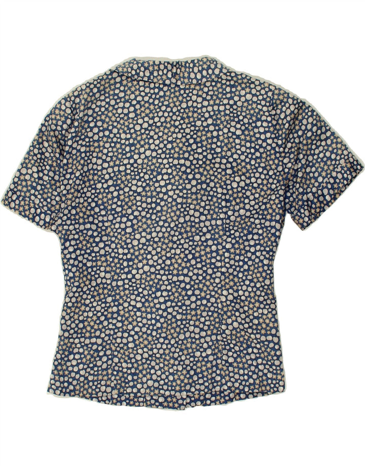 VINTAGE Womens Short Sleeve Shirt Blouse UK 14 Medium Blue Spotted Vintage Vintage and Second-Hand Vintage from Messina Hembry 