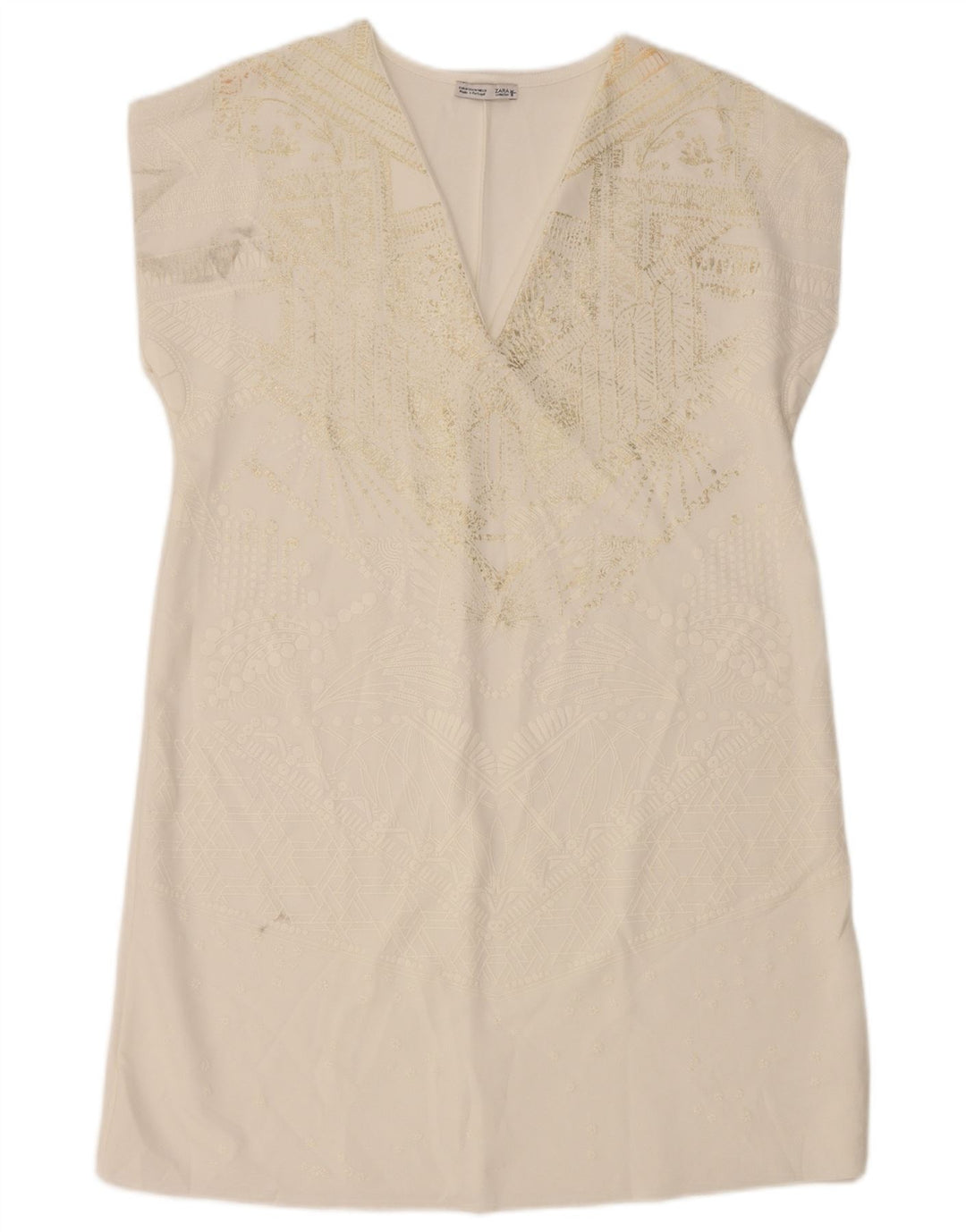 Zara Damen Etuikleid UK 12 Mittelweiß Paisley