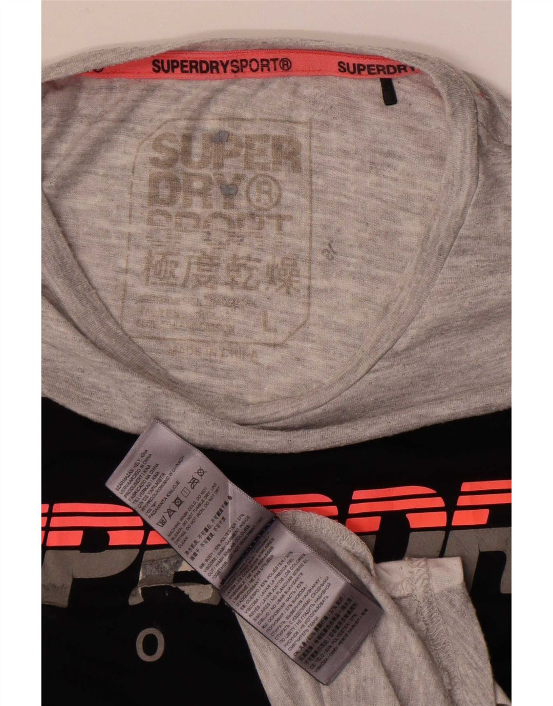 Superdry Herren Grafik-T-Shirt-Oberteil, großes graues Colourblock-Polyester