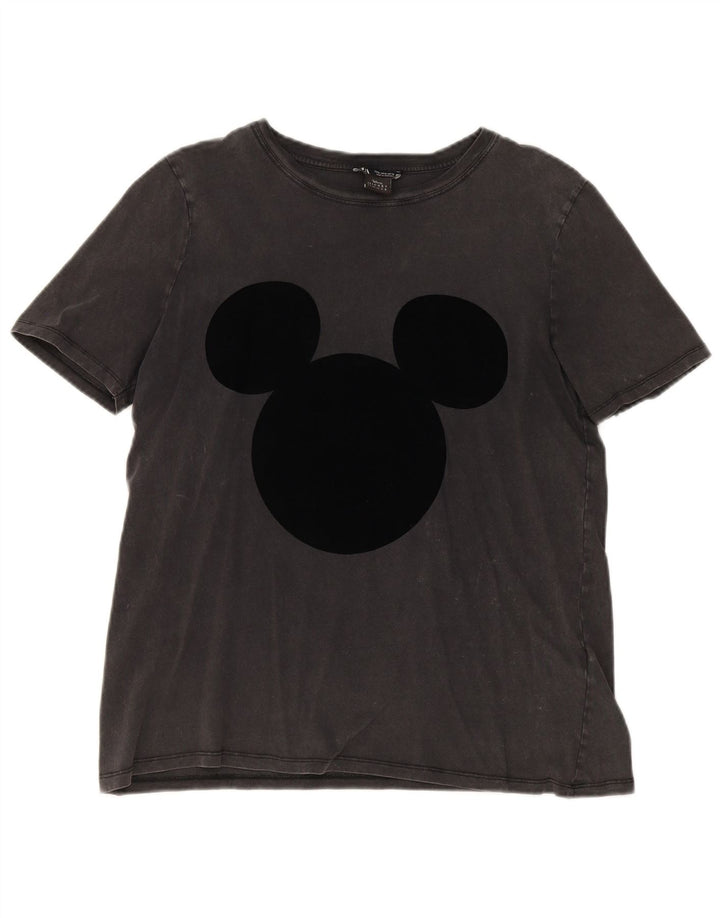 ZARA Womens Mickey Mouse Graphic T-Shirt Top UK 14 Medium Grey Cotton