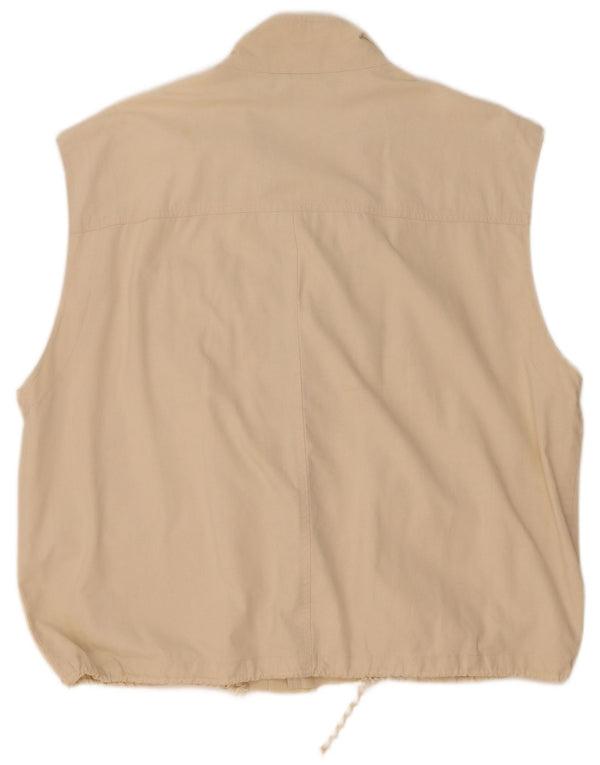 Vintage Herren Utility Gilet UK 44 2XL Beige Baumwolle