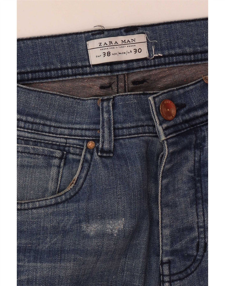 Zara Herren Distressed Slim Jeans EU 38 Small W30 L32 Blau