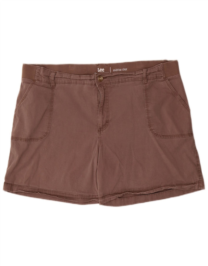 LEE Damen Riders Mid Rise Chino Shorts US 22 3XL W44 Braune Baumwolle