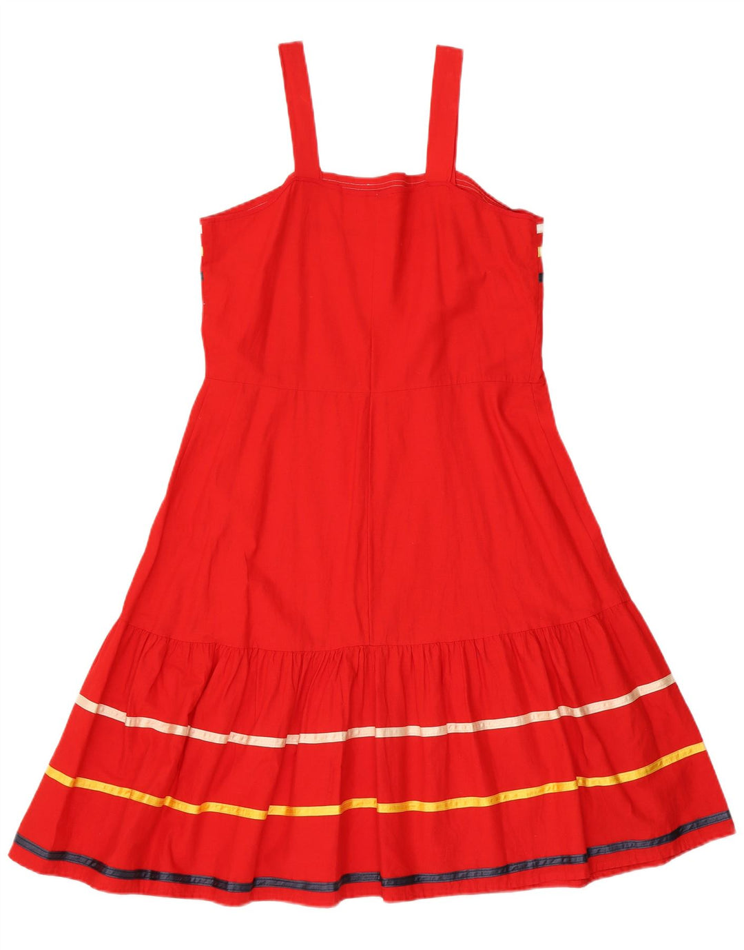 Vintage Damen Sonnenkleid UK 14 Mittelrot gestreift
