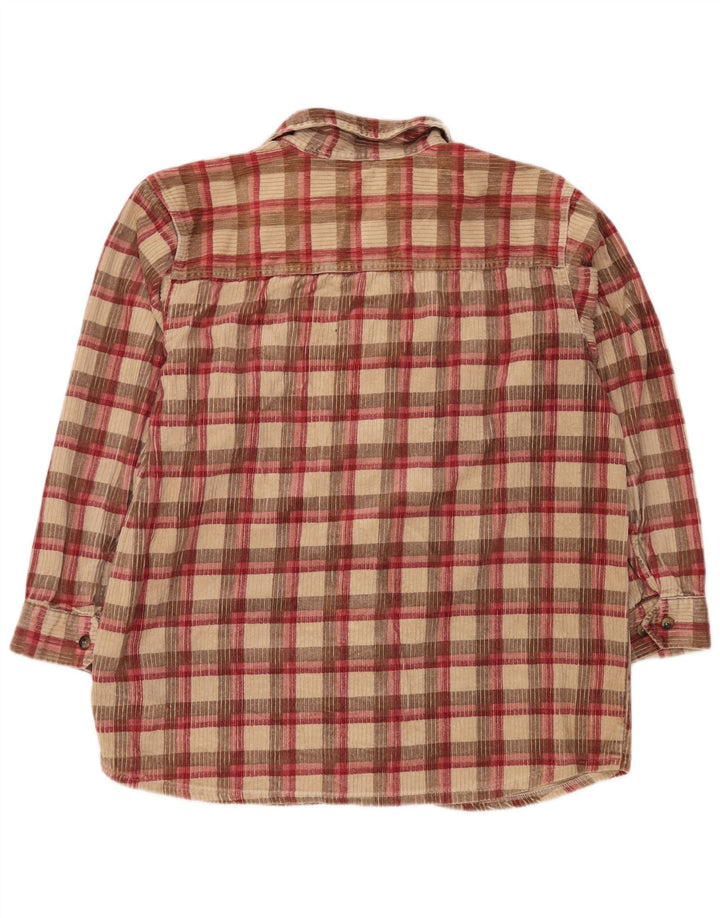 MARKS & SPENCER Herren-Cordhemd, Größe 16, große beige karierte Baumwolle