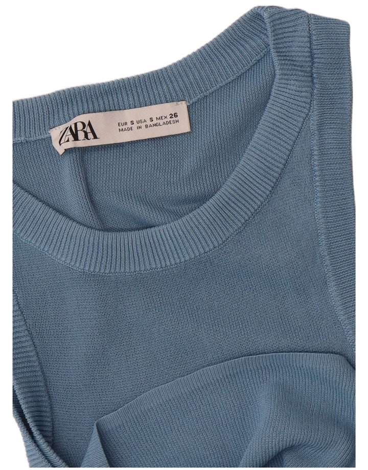 Zara Damen Weste Top UK 8 Small Blau