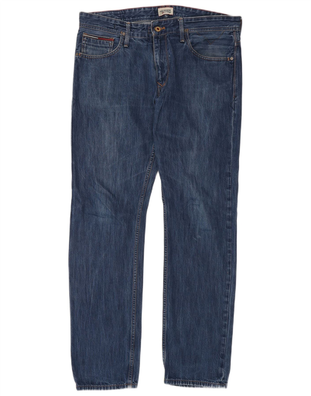 TOMMY HILFIGER Herren Straight Jeans W36 L34 Blaue Baumwolle