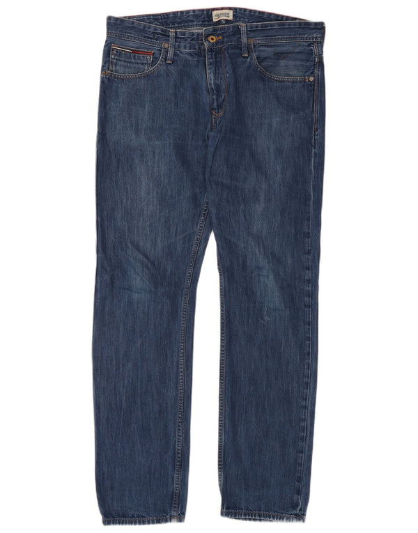 TOMMY HILFIGER Herren Straight Jeans W36 L34 Blaue Baumwolle