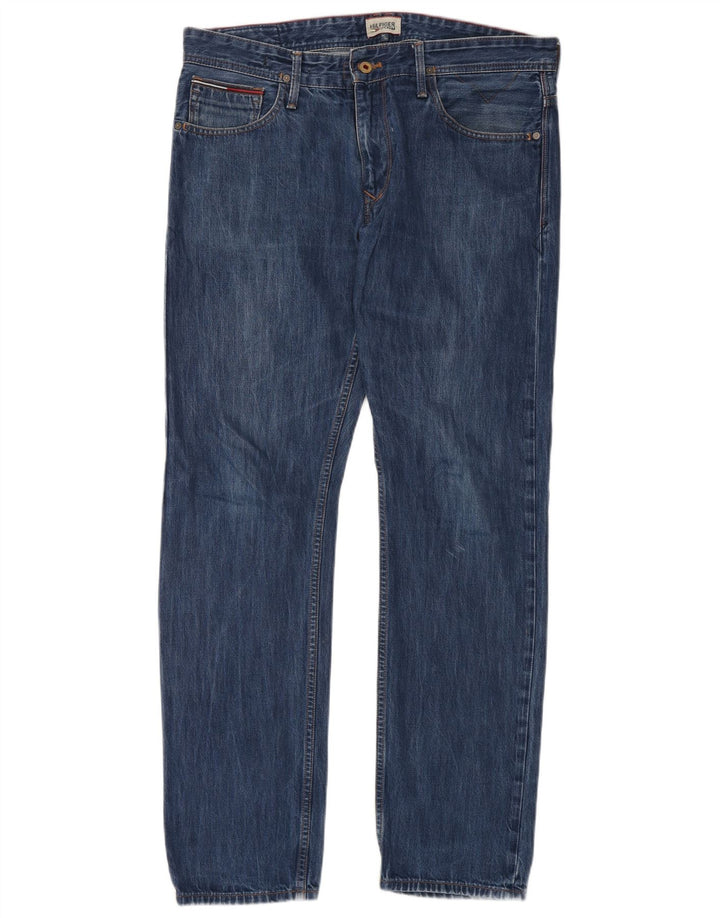 TOMMY HILFIGER Herren Straight Jeans W36 L34 Blaue Baumwolle