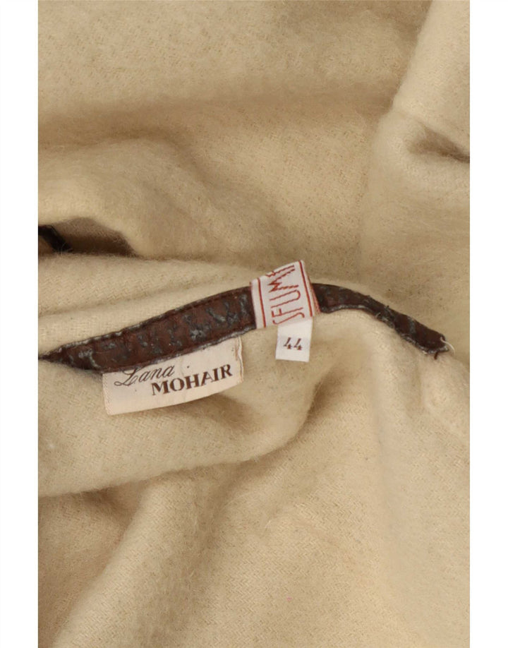 Vintage Damen Übergroßer Cape Mantel IT 44 Mittelbeige Wolle