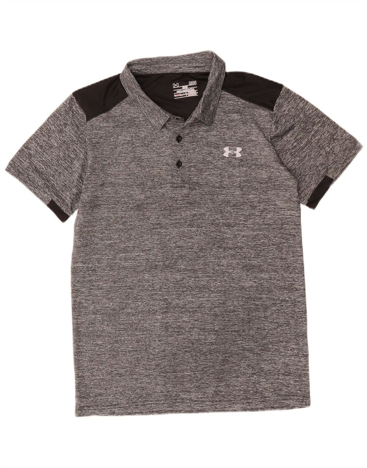 Under Armour Herren Heat Gear Poloshirt, großes graues Colourblock-Polyester
