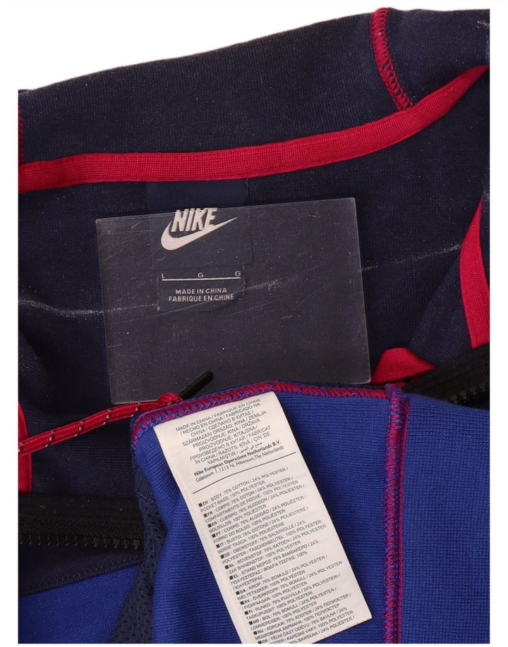 NIKE Herren-Kapuzenpullover mit Reißverschluss, groß, blaue Farbblock-Baumwolle
