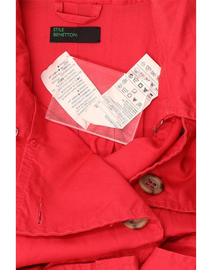BENETTON Damen Trenchcoat IT 40 Small Rote Baumwolle