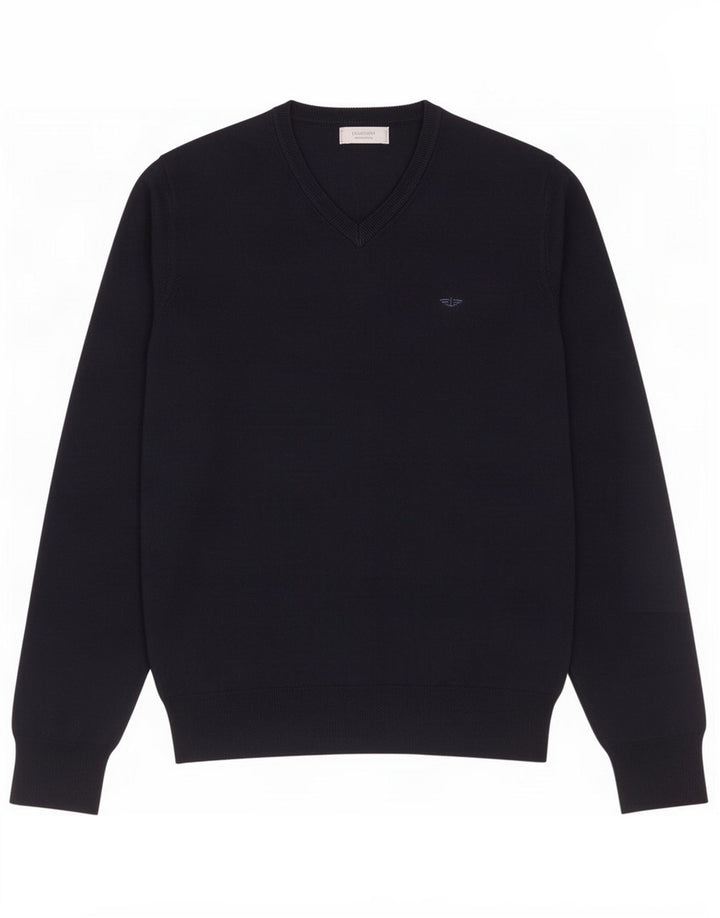 Dockers Herren-Pullover mit V-Ausschnitt aus mittelblauer Baumwolle