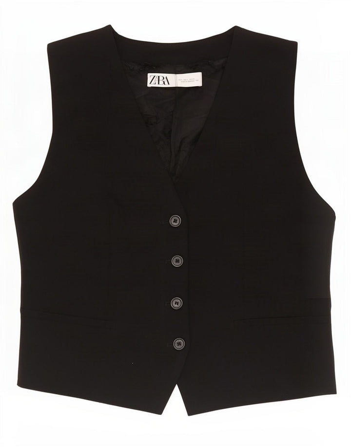 Zara Damen Weste UK 16 Large Schwarz
