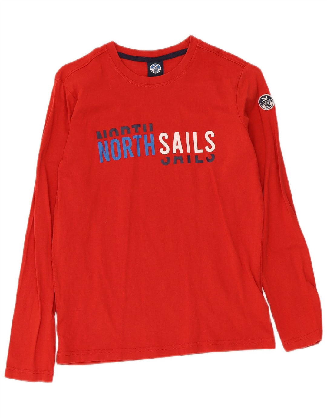 North Sails Jungen Grafik-Top, langärmelig, 11–12 Jahre, rote Baumwolle
