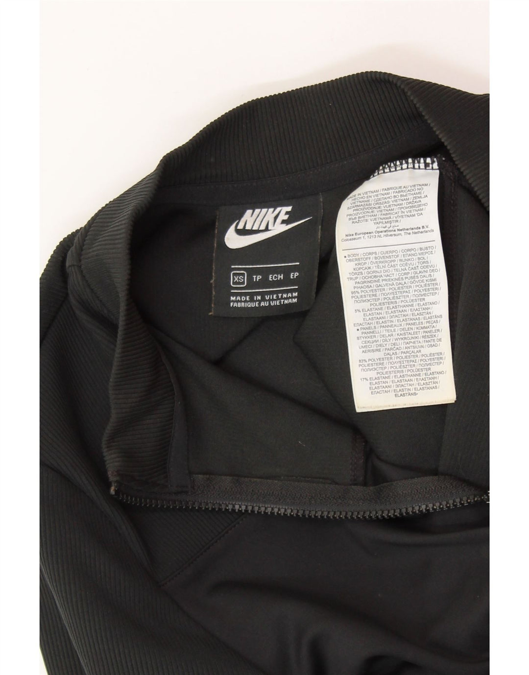 NIKE Damen Crop Zip Neck Sweatshirt Pullover UK 4 XS Schwarz Polyester