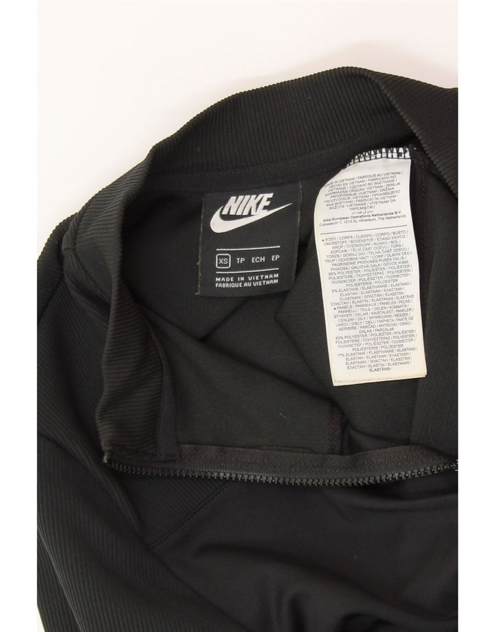 NIKE Damen Crop Zip Neck Sweatshirt Pullover UK 4 XS Schwarz Polyester