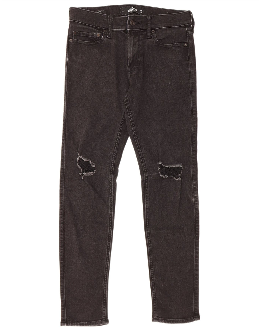 Hollister Distressed Slim Jeans für Damen, W29, L30, schwarze Baumwolle