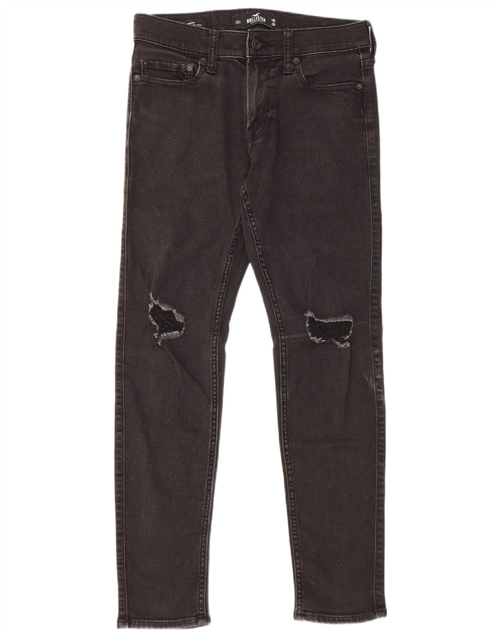 Hollister Distressed Slim Jeans für Damen, W29, L30, schwarze Baumwolle