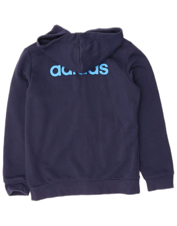 ADIDAS Mädchen-Kapuzenpullover mit grafischem Reißverschluss, 8–9 Jahre, marineblaue Baumwolle