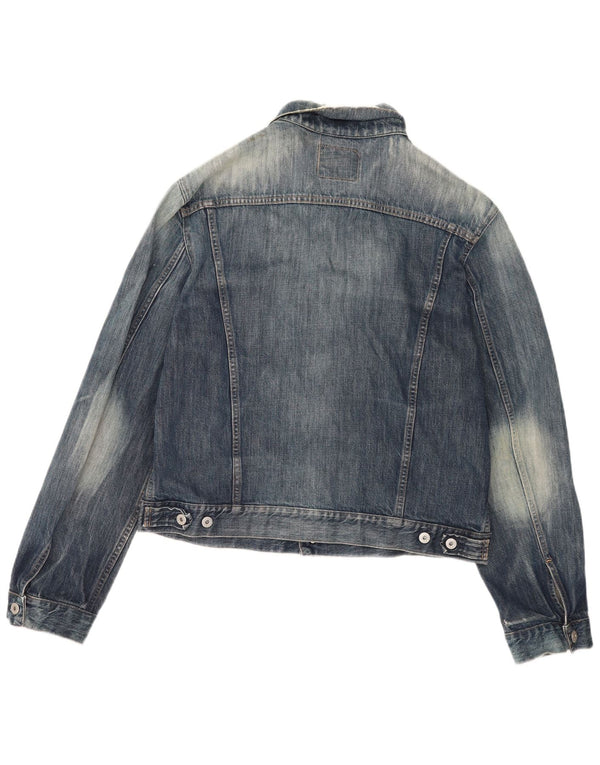 Replay Herren-Jeansjacke im Distressed-Look mit Acid-Waschung, UK 44, 2XL, blaue Baumwolle