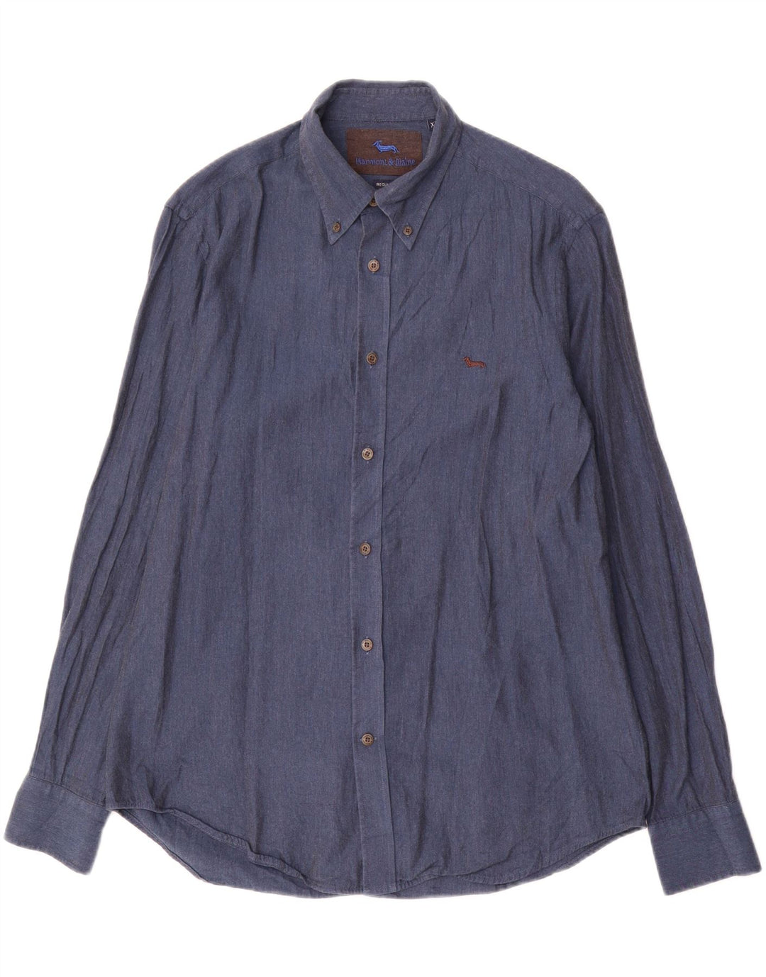 Harmont & Blaine Herren-Hemd, reguläre Passform, XL, Marineblau, Baumwolle