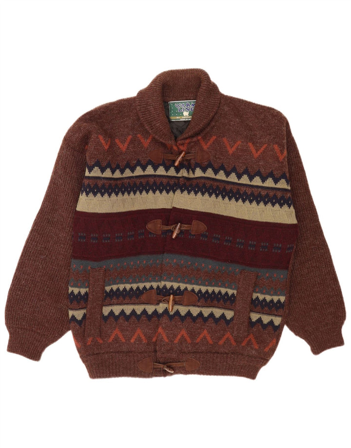 Settebello Herren-Strickjacke, groß, braune, geometrische Wolle